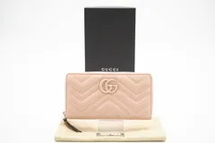 ★3日以内返品可★ 極美品 GUCCI グッチ GGマーモント ラウンドジップウォレット 443123 長財布 ピンク レザー レディース