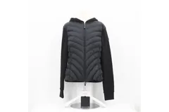 ★3日以内返品可★ 極美品 MONCLER モンクレール ポリエステル MAGLIA APERTA CON CA パデットスウェット L 8G00020809KZ999 パーカー ブラック 綿 ポリエステル ダウン レディース