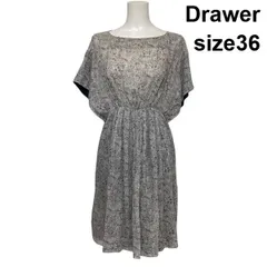◇ ドゥロワー Drawer ギャザーワンピース 半袖 ミディ丈 フレンチスリーブ フレア 小花柄 マルチカラー 麻100 36 S 7号 レディース S6D622のサムネイル