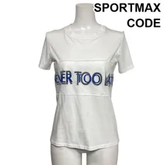 ◇ スポーツマックスコード SPORTMAX ロゴTシャツ カットソー 半袖 レイヤード風 シアーパネル クルーネック 白 M 9号 レディース S6D637のサムネイル