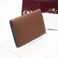 ★3日以内返品可★ 美品 GUCCI グッチ GGエンブレム GG ファブリック カードケース 818956 カードケース ブラウン レザー コーティングキャンバス メンズ