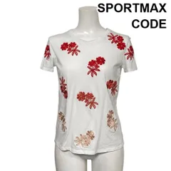 ◇ スポーツマックスコード SPORTMAX フラワー刺繍Tシャツ カットソー 半袖 クルーネック 花柄 白 マルチカラー S 7号 レディース S6D644のサムネイル