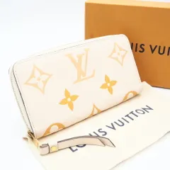 ★3日以内返品可★ 美品 LOUIS VUITTON ルイ・ヴィトン アンプラント ジャイアント バイザプール ジッピーウォレット クレーム サフラン M82206 長財布 クリーム オレンジ レザー レディース