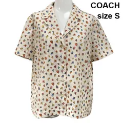◇ コーチ COACH 小花柄オープンカラーシャツ 半袖 ヴィンテージ風 ロゴボタン アイボリー  マルチカラー S S～M 7-9号 レディース S6D614のサムネイル