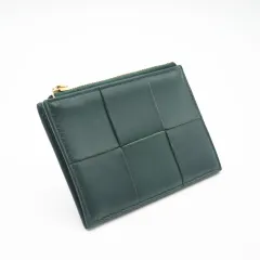 ★3日以内返品可★ 美品 BOTTEGAVENETA ボッテガヴェネタ マキシイントレチャート カセット ファスナーカードケース エメラルド グリーン 765460 カードケース グリーン レザー メンズ