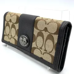 コーチ COACH 長財布 シグネチャー キャンバス レザー ベージュ ブラウン 馬車ロゴ フラップ スナップ開閉 レディース ウォレット 大容量 定番 人気 上品 カジュアル 高級感 収納力抜群 ロングウォレット 通勤 通学 ギフト プレゼント