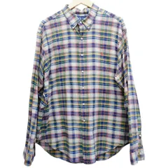 Ralph Lauren ラルフローレン チェックシャツ 長袖 CLASSIC FIT XXL ビッグサイズ ポニー刺繍 マルチカラー BDシャツ ボタンダウン 古着 メンズ レディース ゆるだぼ