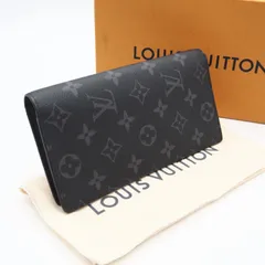 ★3日以内返品可★ 美品 LOUIS VUITTON ルイ・ヴィトン モノグラム エクリプス ポルトフォイユ ブラザ M61697 長財布 ブラック グレー コーティングキャンバス レザー メンズ