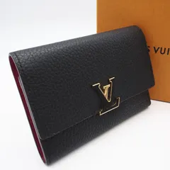 ★3日以内返品可★ 美品 LOUIS VUITTON ルイ・ヴィトン トリヨン ポルトフォイユ カプシーヌ コンパクト ノワール ホットピンク M62157 三つ折り財布 ブラック ピンク トリヨンレザー レディース