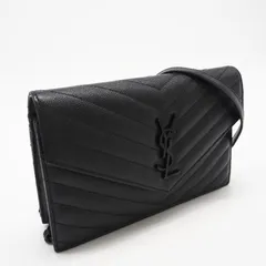 ★3日以内返品可★ 美品 SAINT LAURENT サンローラン カサンドラ チェーンウォレット 393953 ショルダーバッグ ブラック カーフレザー レディース