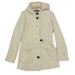 BURBERRY BLUE LABEL バーバリーブルーレーベル コート ウールコート ノバチェック アウター ファーなし フード クリーム 40【L】 レディース 【中古】