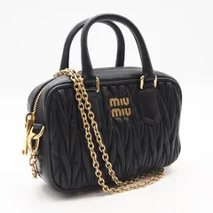 ★3日以内返品可★ 美品 MIUMIU ミュウミュウ アルカディ マテラッセ ナッパ レザー ミニ ショルダーバッグ 5BP077 2wayショルダーバッグ ブラック ラムスキン レディース