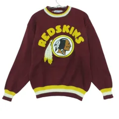 BARREL NFL by EAST POINT ニット WASHINGTON REDSKINS ワシントンレッドスキンズ アクリルニットセーター 長袖 トップス USA製 レッド M メンズ 【中古】
