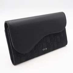 ★3日以内返品可★ 美品 Dior ディオール ディオール オブリーク ジャカード グレインドカーフスキン Saddle ロングウォレット 2ADBC321YKS 長財布 ブラック キャンバス カーフレザー メンズ