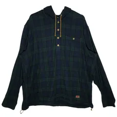 90-00’s /90-00年代 L.L.Bean エルエルビーン ネルシャツ チェック柄 スコッチプラッド フーディー 長袖 ドローコード ワンポイント刺繡 オーバーサイズ ビックシルエット Srilanka製 XXLサイズ グリーン/ネイビーのサムネイル