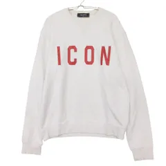 DSQUARED2 ディースクエアード スウェット トレーナー クルーネック ガゼット 裏起毛 プルオーバー ICON アイコン プリント ホワイト M 【中古】