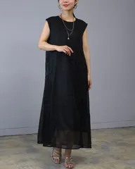 人気アイテム☆今年も入荷☆レイヤードノースリーブロングワンピース 2026新作