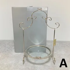 未使用 リボン トレイ 1段 アフタヌーンティー アクセサリー 置物 ディスプレイ ディスプレイ台 おしゃれ カフェ かわいい  シルバー 自宅保管 ※沖縄県と離島配送不可【TA02 リボントレイAのサムネイル