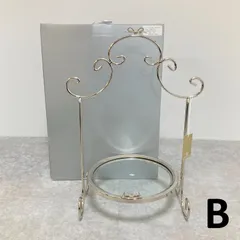 未使用 リボン トレイ 1段 アフタヌーンティー アクセサリー 置物 ディスプレイ ディスプレイ台 おしゃれ カフェ かわいい  シルバー 自宅保管 ※沖縄県と離島配送不可【TA02 リボントレイBのサムネイル