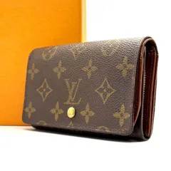 【品を忍ばせる】　LOUIS VUITTON　二つ折り財布 モノグラム ポルトモネビエ トレゾール L字ファスナー コンパクトウォレット ブラウン