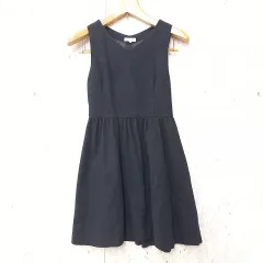 earth music&ecology アースミュージックアンドエコロジー ミニワンピース チェック柄 ノースリーブ ソフト起毛 ブラック Sサイズ ◎_〇◇