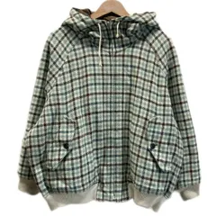 【中古】　i.s.　ウールジャンパー　ブルゾン　アウター　チェック　ウール　リバーシブル　フード　フルジップ　ラグラン　ツイード　日本製　古着　/2497