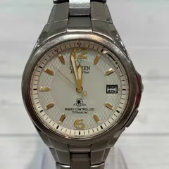 【塩】稼動 CITIZEN シチズン ATESSA アテッサ TITANIUM ECO-DRIVE エコドライブ H410-T003788 電波ソーラー アイボリー文字盤【21828SK】D23