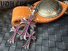 ⭐️FHSLDZ クロス ネックレス 3連クロス ピンクストーン 925刻印あり 