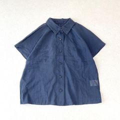 マーガレットハウエル＊MHL. コットンリネンブラウス　ラウンドカラー　半袖　L マーガレットハウエル＊MHL. コットンリネンブラウス ラウンドカラー
