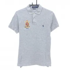 【美品】ポロラルフローレン 半袖ポロシャツ グレー ロゴ刺しゅう  メンズ S ゴルフウェア Ralph Lauren
