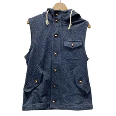 【中古】　BURBERRY BLACK LABEL　ベスト　レイヤード　フード　フルボタン　スウェット地　裏毛　無地　フロントポケット　古着　/1156