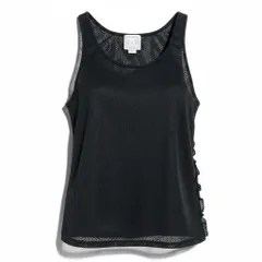 CHANEL ノースリーブ シャネル トップス パーカー CHANEL ネイビー ブルー ラメ シルク