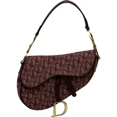 クリスチャン・ディオール Christian Dior サドルバッグ ボルドー トロッター/キャンバス レディース ショルダーバッグ クリスチャンディオール Christian Dior トロッター柄 サドルバッグ