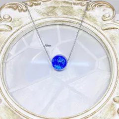 ブルーホタルガラス ネックレス ステンレスネックレス 蓄光