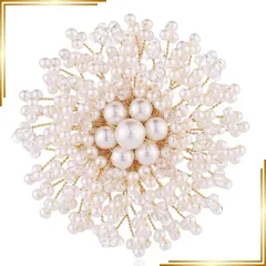 【新品】 [Deelfel] ブローチ 花 パール ゴールド レディース パールビジュー 真珠 フラワーブローチ クリスタル 花コサージュ 胸飾り 記念日 結婚式 卒業式 入学式 プレゼント アクセサリー 0