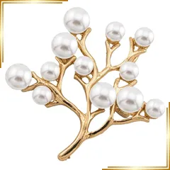 【新品】 [ALA] ブローチ 卒業式 入学式 パールの小枝 ツリー 落下防止 ストッパー付き 紛失防止 コサージュ フォーマル 花 パール フラワー ブランチ 卒園式 入園式 ママスーツ レディース (ゴールド) 0