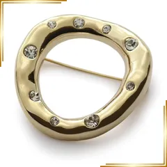 【新品】 [ジュエルボックス] JewelVOX ブローチ コサージュ ストールピン 安全ピン レディース オープン ニュアンス サークル ストーン 大人 (ゴールド) 0