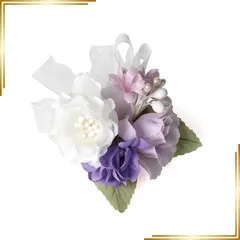 【新品】 [クレインズコレクション] 小さなローズ＆リボン コサージュ お子様もOK! 親子コーデに ブローチ ピン クリップ 2WAY 小ぶり フォーマル 結婚式 セレモニー (ホワイト×パープル) 1