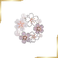 【新品】 ブローチ 淡水パール・貝殻・ジルコン 桜ブローチ 花コサージュ レディース 卒園・卒業・入学・結婚式・パーティー用 ギフトケース付き 誕生日・記念日・クリスマス・母の日プレゼント 0