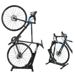 GORIX Bicycle Stand, Vertical/Horizontal, 1 Bike, Indoor Use, Stable, Road Bike / 3-Point Support Structure / Space-Saving / L-Shape / Compatible with 20-29 Inch Bikes, Mini Velo, Cross Bike, MTB, Steel Self-Standing Stand (GX-VST0 Free Shipping)