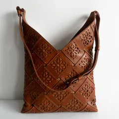 【美品】 GENTEN 【サスティナブルカットワーク ショルダーバッグ】チャ ブラウン レザー ゲンテン 26040615のサムネイル