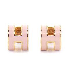 極美品 エルメス HERMES ピアス ポップアッシュミニ ローズドラジェ×YG 
