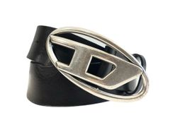 Diesel Oval D Logo Buckle Belt, Black, Size 85/34, X08516 PR666 T8013, Men's Belt/Suspenders, Black, 101G-304