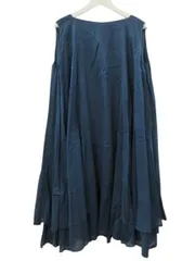 ミズイロインド mizuiro ind ダブルヘムロングフレアワンピース ノースリーブ ブルー系 グリーン系 綿 コットン