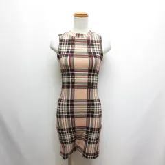 シーイン SHEIN チェック柄 ノースリーブ ストレッチ ワンピース XS ピンク