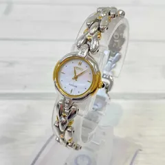 【塩】稼働品♪ セイコー SEIKO エクセリーヌ EXCELINE 4N20-1060 腕時計 ウォッチ クォーツ シェル文字盤 シルバー色 ゴールド色 【22975SK】D23