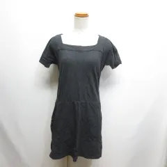 ギャップ GAP 半袖 ワンピース S チャコールグレー スクエアネック ドルマンスリーブ