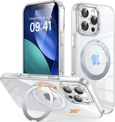 iPhone 16 Pro Max 用 ケース Magsafe対応 ワイヤレス充電 360°回転スタンド 縦横両対応 Gunwon スマホケース iphone16 Pro Max 用 米軍規格 耐衝撃 半透明 マット感 マグセーフ 防指紋 リング マグネット