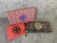 【中古】TORY BURCH ﾄﾘｰﾊﾞｰﾁ WALLET ｳｫﾚｯﾄ 長財布 ﾗｳﾝﾄﾞｼﾞｯﾌﾟ 蛇柄 ｺﾞｰﾙﾄﾞ  33962571