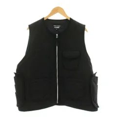 コムデギャルソンオム COMME des GARCONS HOMME AD2025 25AW C/N GROSGRAIN QUILT MILITARY VEST 中綿 ベスト キルティング ジップアップ L 黒 ブラック HP-V002 /YM